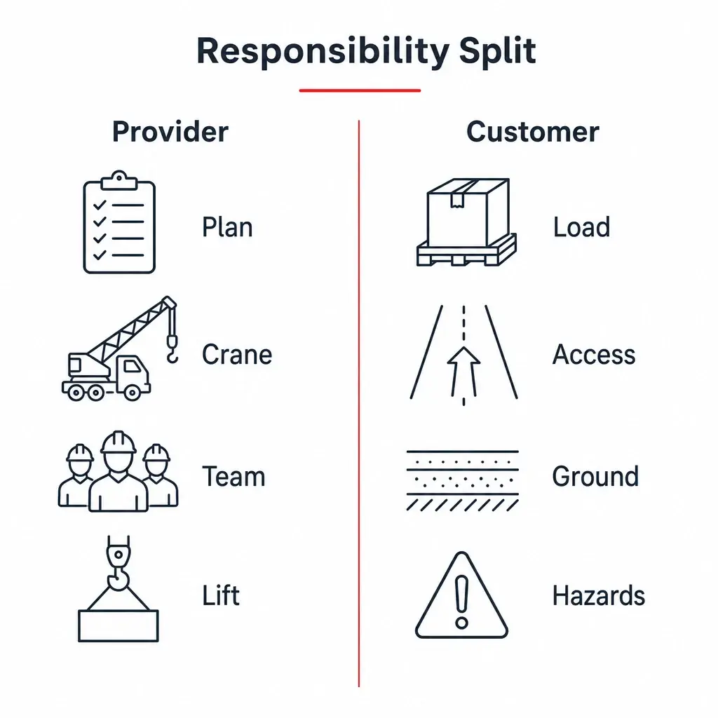 Responsibility split graphic showing provider and customer duties.