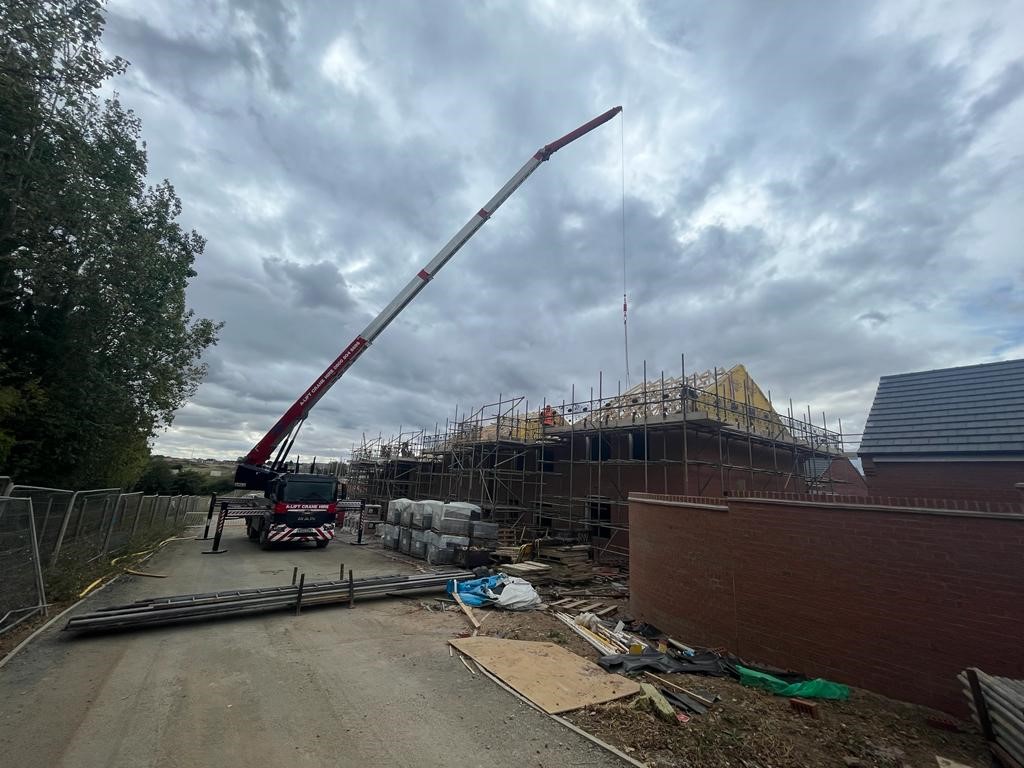 Crane Hire with Remote Control Crane to Lift roof trusses in Cardington Bedford